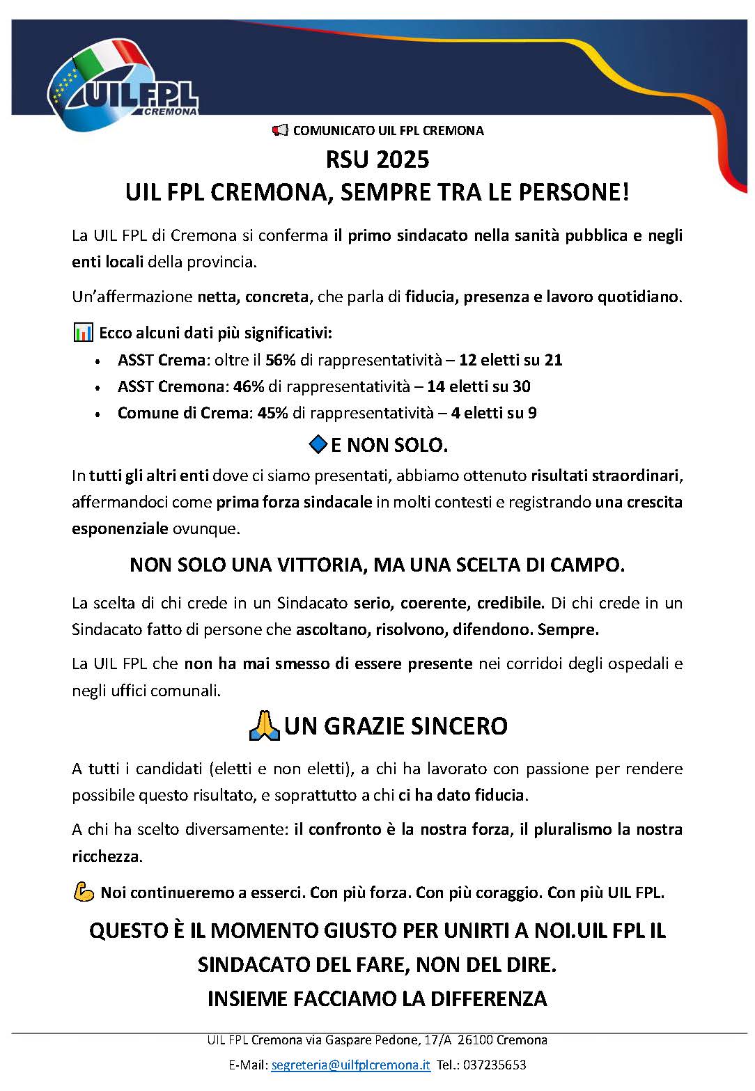 RSU 2025 – UNA VITTORIA DI TUTTI